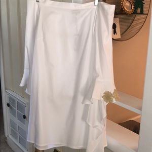 White off the shoulder dress with bell sleeves